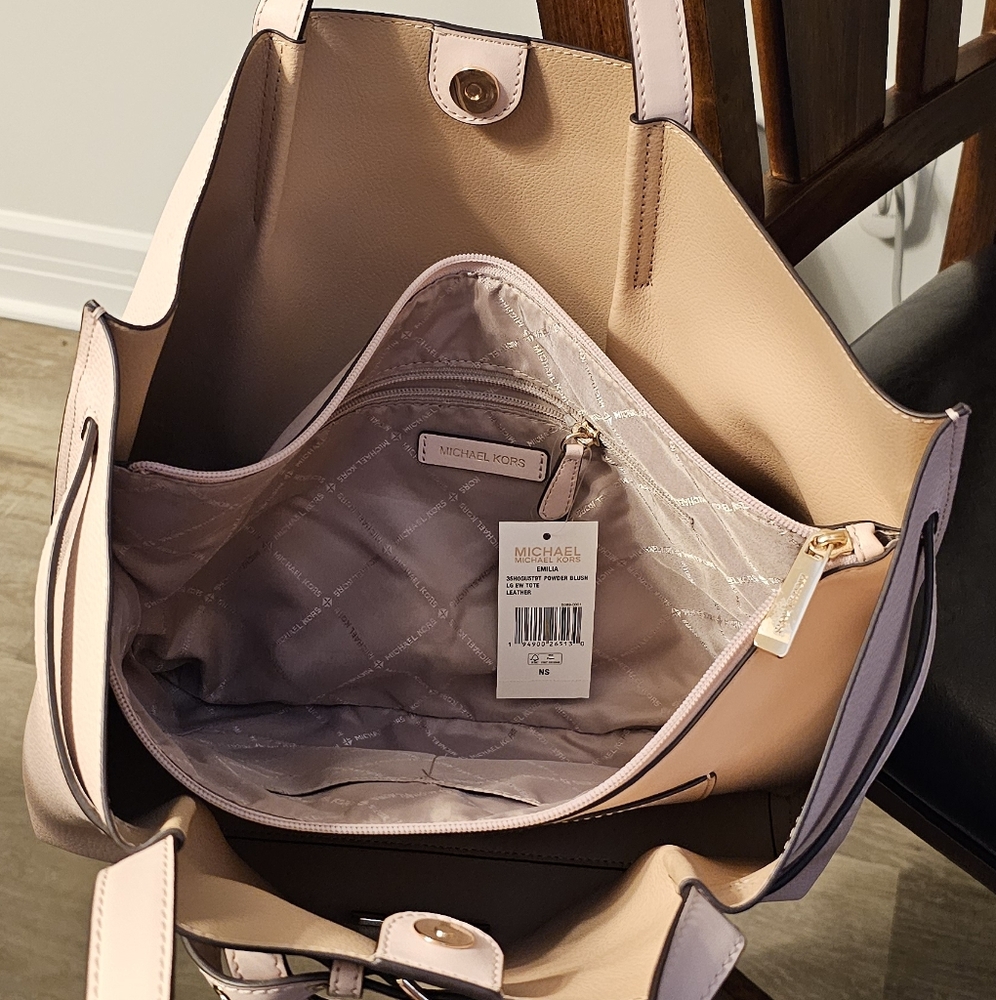 Michael Kors Emilia East/West Leather Tote Bag - Powder Blush NWT - Picture 5 of 10